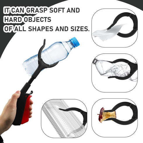 ROBOHOOK 2 Workers,11.02in,Black Short Grabber Reacher Tool PCS,Small Grabber Reacher Tools Non-Slip Ergonomic