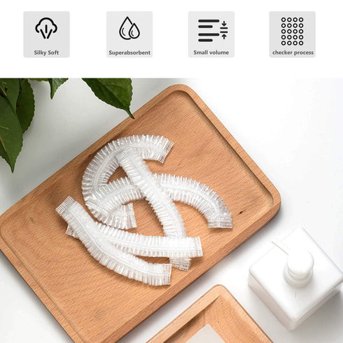 YIZIJIZI 30PCS Large Thick Clear Waterproof Disposable Shower Caps for Women, 20.5" Size, Home, Spa, Travel