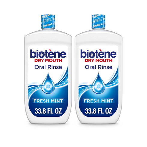 Biotène Oral Rinse Mouthwash for Dry Mouth, Fresh Mint, Breath Freshener and Treatment, 33.8 FL oz (Pack of 2)