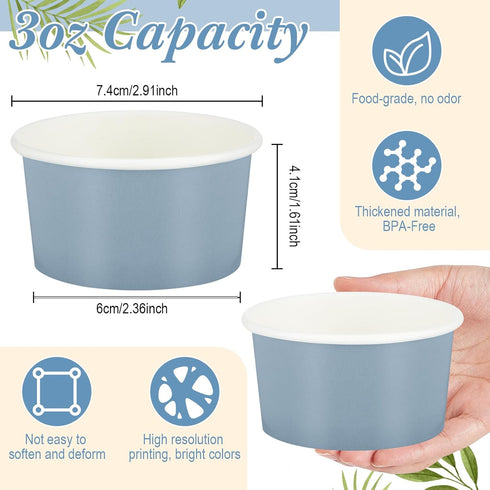 Maxdot 60pcs 3oz Frozen Dessert Cups, Disposable Ice Cream Cups, Paper Yogurt Bowls, for Hot and Cold Foods, Suitable