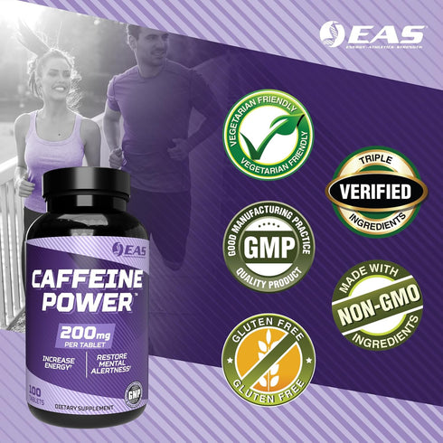 Caffeine Power 200mg: Caffeine Pills Supplement to Increase Energy & Restore Mental Alertness, 100 Tablets