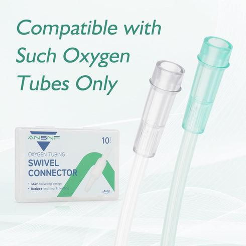 Oxygen Tubing Connector, 360° Rotation Cannula Connector to Avoid Tangles, Tubing Swivel Connector O2 Connector
