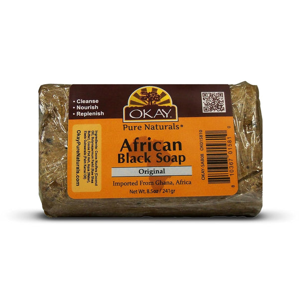 Okay Pure Naturals African Black Soap - Natural Bar with Raw Shea Butter & Cocoa, 8.5 oz (Pack of 1)