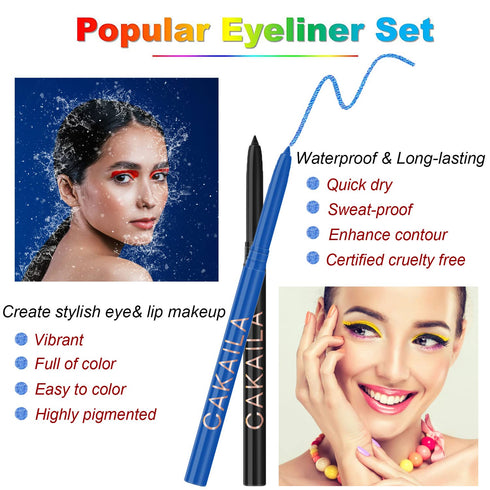 18 Colorful Eyeliner Pen Set, Eye Shadow Pencil, Pearl Eyeliner Kit, Waterproof Retractable Eye Makeup for Women