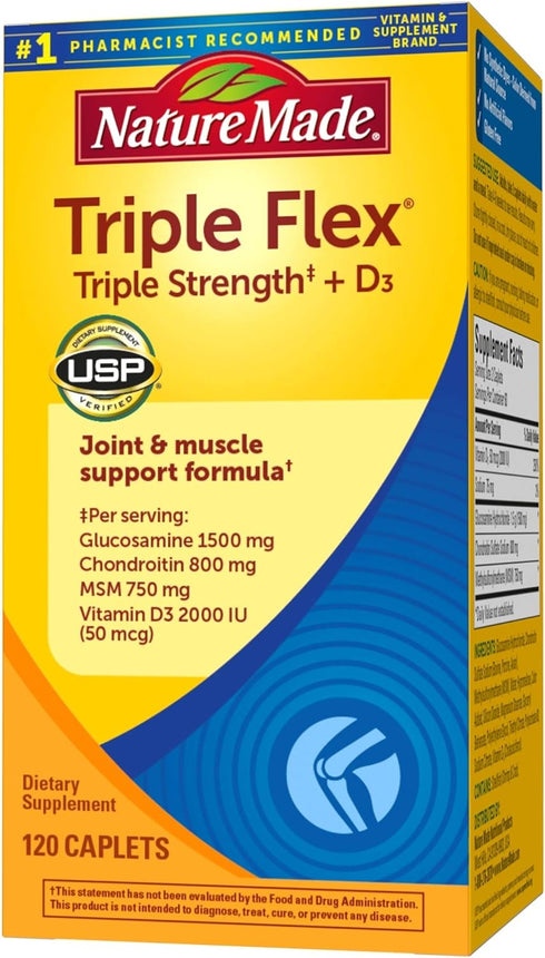 Nature Made TripleFlex Caplets with Vitamin D3, 120 Count for Joint Support