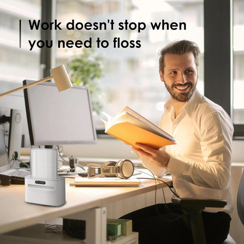 Smart Touchless Floss Pick Dispenser - Refillable and Rechargeable with 2 Cartridges (100 Picks), Hygienic Holder