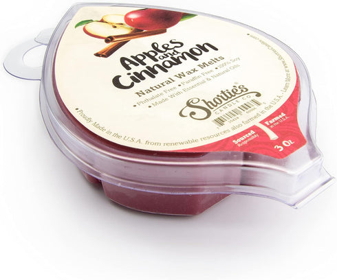 Shortie's Candle Company Apples & Cinnamon Natural Soy Wax Melts 3 Pack - 3 Highly Scented Bars