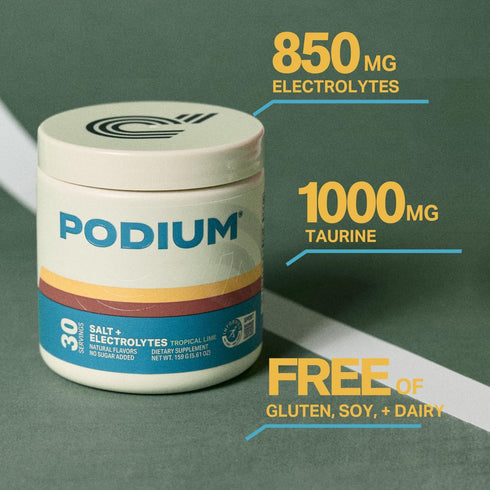 Podium Nutrition Training Salt + Electrolytes Powder, Tropical Lime, 30 Servings for Post Workout Hydration & Muscle