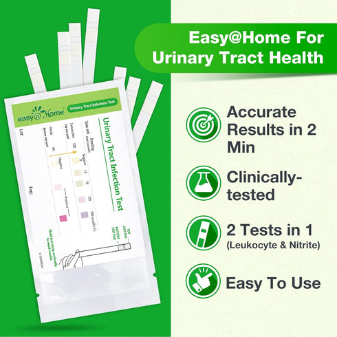 Easy@Home UTI Urine Testing Kit, 10 Individual Pouch Test Strips, FSA Eligible for Urinalysis