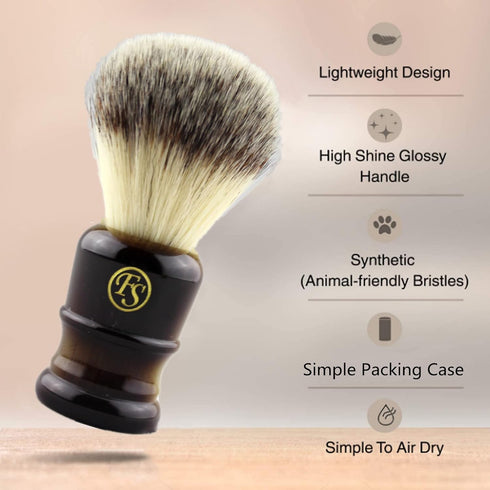 Shaving Brush for Men, Extra Density Chrome Synthetic Brush with Classic Black Handle Knot 24mm