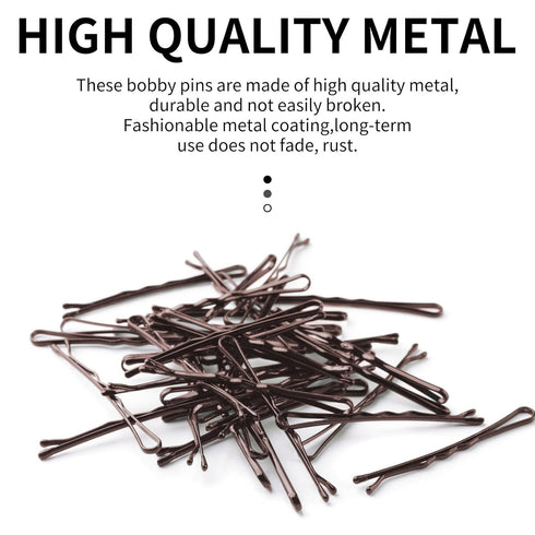 Mini Brown Bobby Pins Holder, 200 PCS Brown Bobby Hair Pins for Thick Hair Styling
