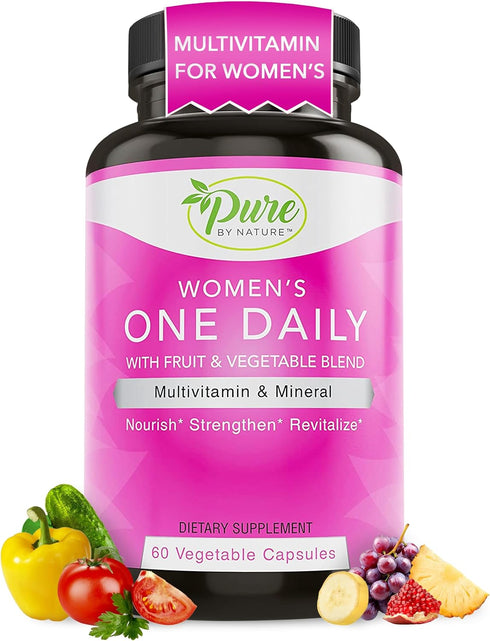 Pure By Nature One-Daily Multivitamin for Women, Immune Support Supplement, 60 Veggie Capsules