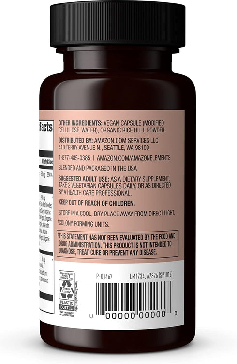 Amazon Elements Whole Food Vitamin C, 60 capsules