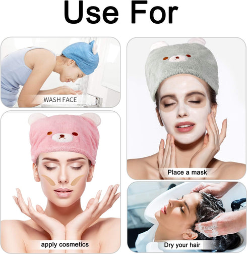 Lamoutor 3Pcs Hair Drying Towel for Kids, Soft Absorbent Kids Hair Towel Wrap Head Towel Wraps for Girls
