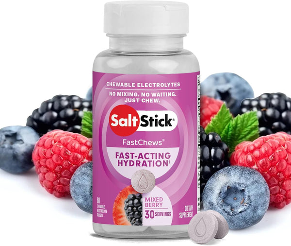 SaltStick Electrolyte FastChews - 60 Mixed Berry Chewable Electrolytes for Running and Hydration (60 Count)