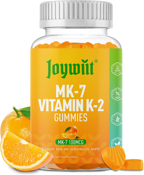 Vitamin K2 MK-7 Gummies 100mcg, Extra Strength Chewable Natural Orange Flavor, Non-GMO, Vegan, 60 Counts