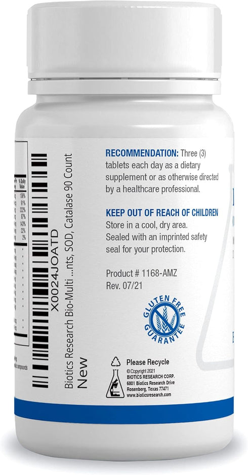 Biotics Research Bio Multi Plus Iron Free Multivitamin, Chelated Minerals, High Antioxidants, 90 Tablets