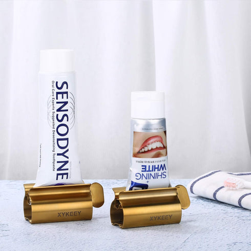 Set 2 XYKEEY Toothpaste Tube Squeezer - of Toothpaste Squeezer Rollers, Metal Toothpaste Tube Wringer Seat Holder Stand
