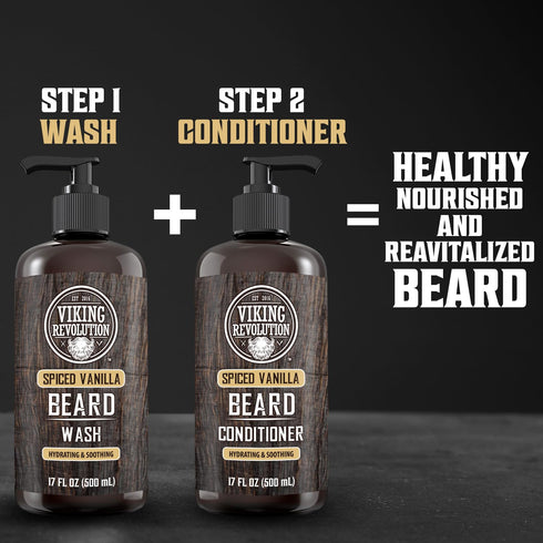 Viking Revolution Spiced Vanilla Beard Conditioner for Men, Natural Beard Softener with Argan Oil, 17oz