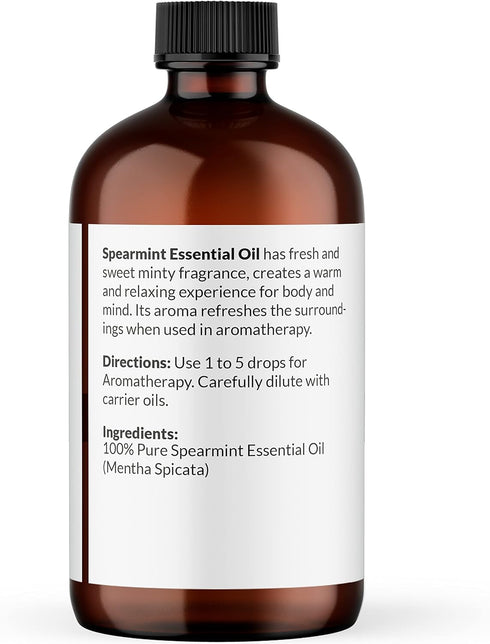 NaturoBliss Spearmint Essential Oil, 100% Pure and Natural Therapeutic Grade, Premium Quality Spearmint Oil, 4 fl. Oz - Perfect for Aromatherapy and Relaxation