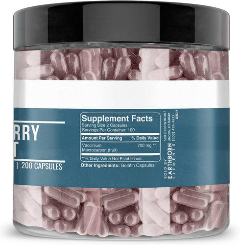 Earthborn Elements Cranberry Extract 200 Capsules | Pure & Undiluted | No Additives