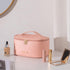 KITENROM Preppy Small Makeup Bag - Little Cosmetic Pouch Toiletry Organizer Case for Women (Root Pink)