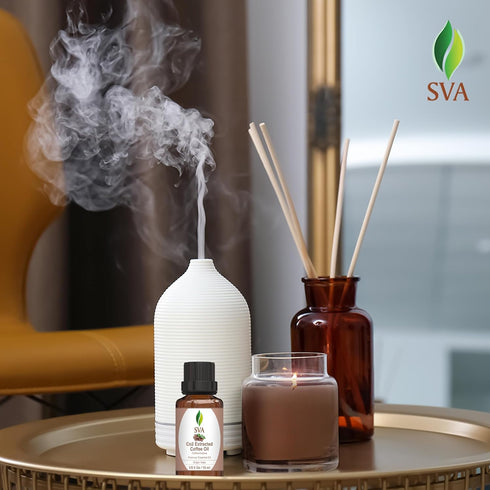 SVA Coffee Essential Oil – 1/3 Fl Oz – 100% Natural Coffee Oil for Diffuser, Hair Care, Face, Skin Care, Aromatherapy,