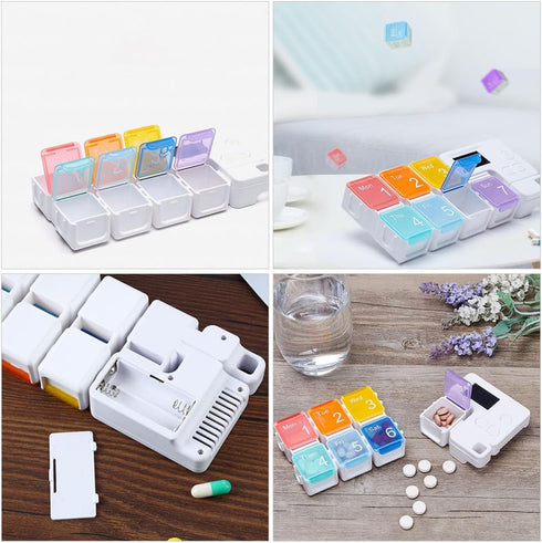 Ipetboom 7-Compartment Electronic Weekly Pill Organizer, Detachable Medicine Box with Sealed Compartments, Portable