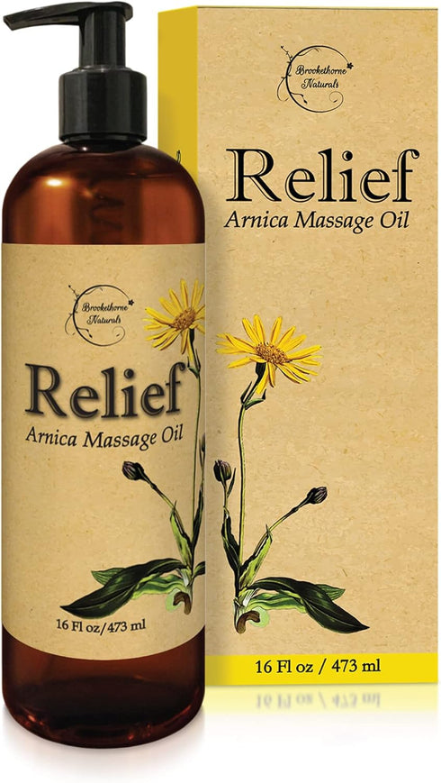 Relief Arnica Massage Oil for Therapeutic Massage Therapy, All Natural with Arnica Montana & Lemongrass