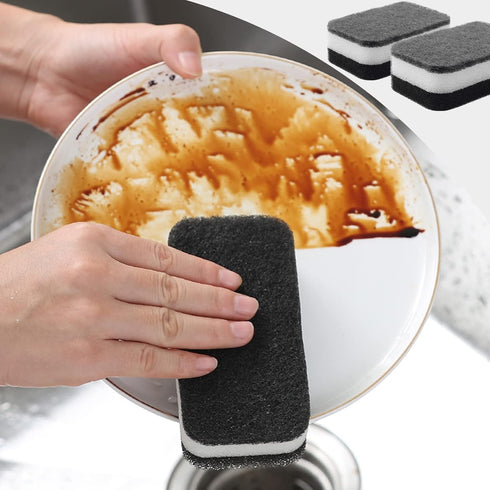 Kitchen Dishwashing Sponge, Bulk Non Scratch Scouring Pad, Odor-Free Sponges for Washing Dishes, 24 Pack (Black)