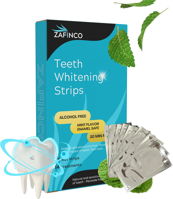 ZAFiNCO Teeth Whitening Strips for a Brighter Smile - 28 Mint Flavored Sensitive