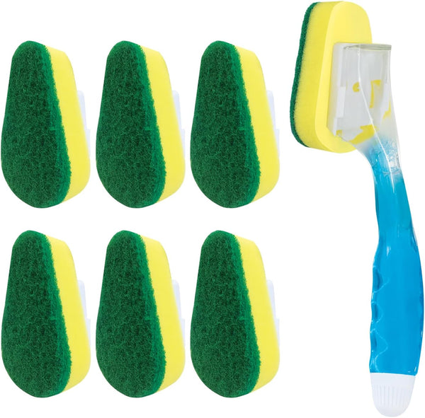 Lola Products Soap Dispenser Dish Wand, Refillable Handle with Super Absorbent Sponge Scrubber, 1 Brush & 6 Refills