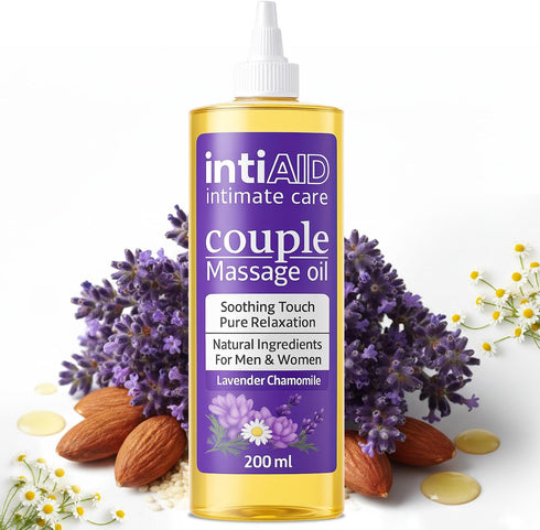IntiAid 7 Oz Couple Massage Oil for Date Night & Massage Therapy | Sensual Massage Oil with Lavender & Chamomile |