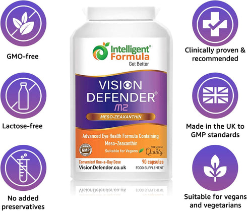Vision Defender Meso Zeaxanthin - Vegan Eye Supplement MZ, 90 capsules for Ocular Health & Eye Care