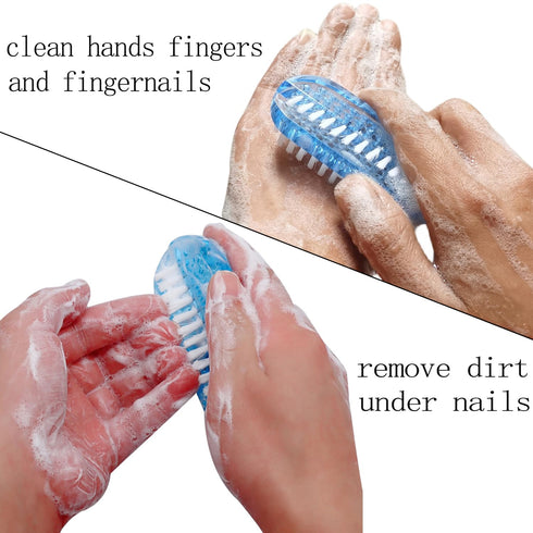 Nail Brush Two Sided Hand Fingernail Scrub Brushes - Soft Stiff Bristles for Cleaning Nails and Toes, 4 PCS