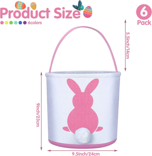 Weewooday 6-Pack Easter Bunny Canvas Tote Bags - Perfect for Egg Hunts and Gifts