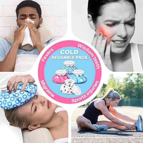 Honoson Reusable Ice Pack (4 Pack), Cold and Hot Use for Pain Relief from Injuries, Wisdom Teeth, Breastfeeding