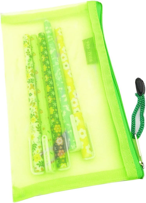 Outman Multipurpose Nylon Mesh Cosmetic Bag - Pack of 5 Travel Cases & Pencil Case Organizers