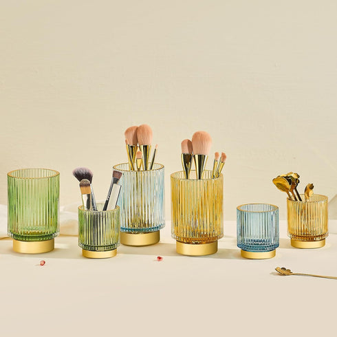 Makeup Brush Holder Organizer, Multifunctional Vintage Glass Cup for Desk, Toothbrush Holders, Pen Holder