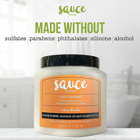 SAUCE BEAUTY Crème Brulee Curling Custard - Curl-Defining Cream for Wavy-Coily Hair, 10.5 Fl Oz