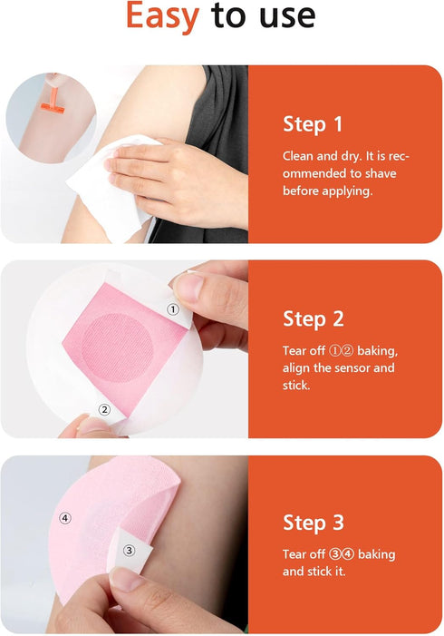 40 Pack Libre 2 Sensor Covers, Waterproof Skin-Friendly Glucose Sensor Cover for Freestyle Libre 2, Long Lasting (Pink)