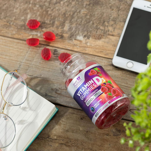 Vitamin D3 Gummies Extra Strength 5000 IU (125 mcg), Nature's Berry Vitamin D Supplement, 120 Gummies, Non-GMO