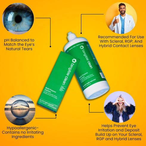 Tangible 12 Oz Clean Multi-Purpose Contact Lens Solution for Scleral and Gas Permeable Contact Lenses, with Lens Case