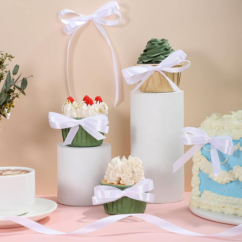 White Ribbon 120 Yards, 3/8 Inch Thin White Satin Ribbon for Gift Wrapping, Flower Bouquets, Wedding Decoration