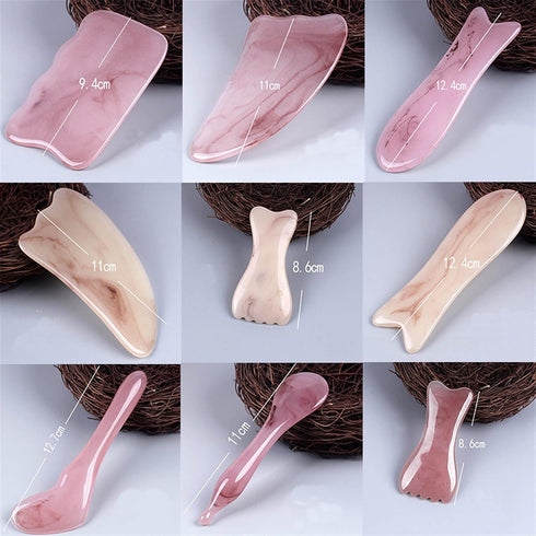 MObyat 1Pcs 5) Resin Guasha Scraping Massage Face Neck Skin Massager Acupuncture Gua Sha Board Acupoint Face Eye Care