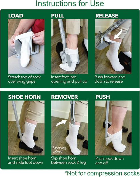 Sock Ox Adjustable Sock Aid Device by Easy To Use Products for Seniors, Travel-Friendly, Built-in Shoe Horn, 36 Inches