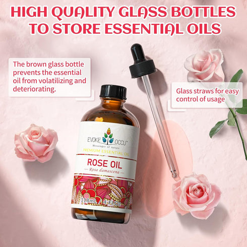 EVOKE OCCU Premium Rose Essential Oil, 4 Oz for Diffuser, DIY Candle and Soap Making