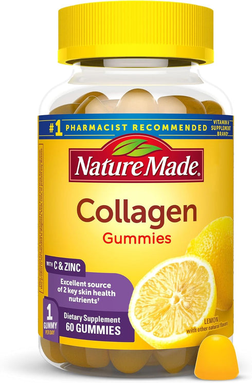 Nature Made Collagen Gummies with Vitamin C, Zinc and Biotin, 60 Gummies for Healthy Skin Support