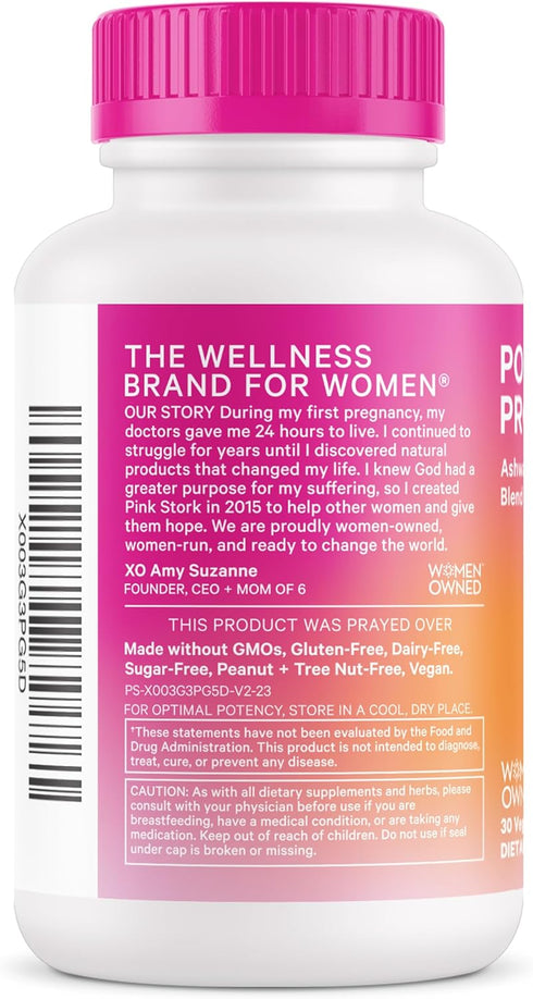 Pink Stork Postpartum Probiotics with Ashwagandha and Chamomile, 30 Capsules for Hormone Balance
