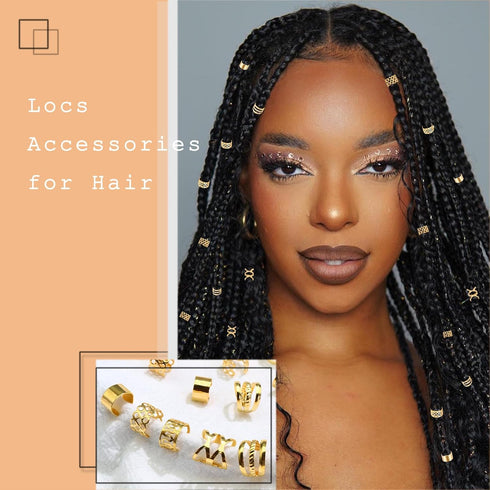 NAISKA Gold Metal Hair Jewelry for Braids, Dreadlocks, Beards - 30PCS Non-Piercing Ear Clips, Cuffs, Locs Decoration
